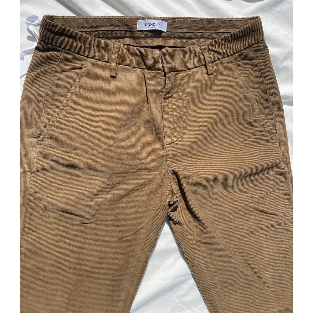 Dondup Gaubert Corduroy Pants Mocha Brown Made in Italy Slim Fit Mens Size 30